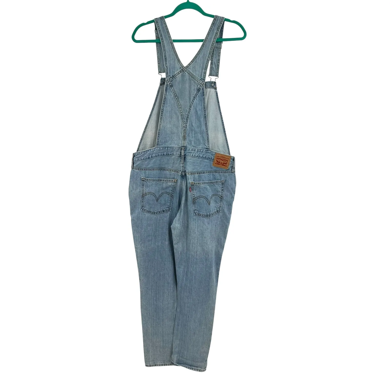 Levi's Original Overalls Jeans Denim Medium Light Wash Blue‎ Size Large - Image 10