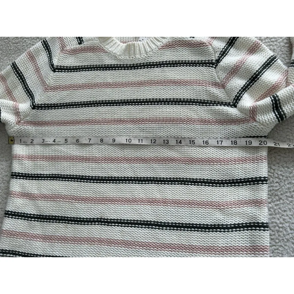 Madewell $98 Cotton Crewneck Sweater Dark Loden Stripe NT643 Size S - Image 12