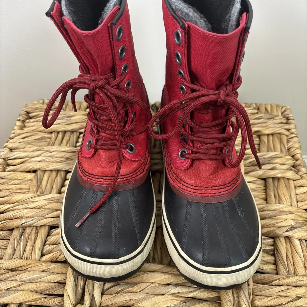 Sorel Premium‎ Canvas Winter Insulated Boots Red NL1717-645 Women's Size 7 - Image 11