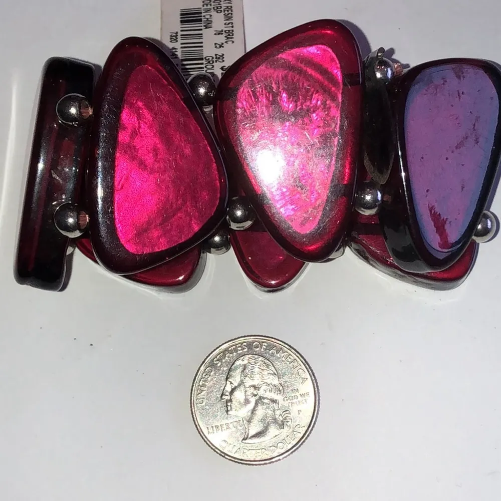 Style & Co. Red Berry Resin Chunky Retro Stretchy Bracelet - Image 6