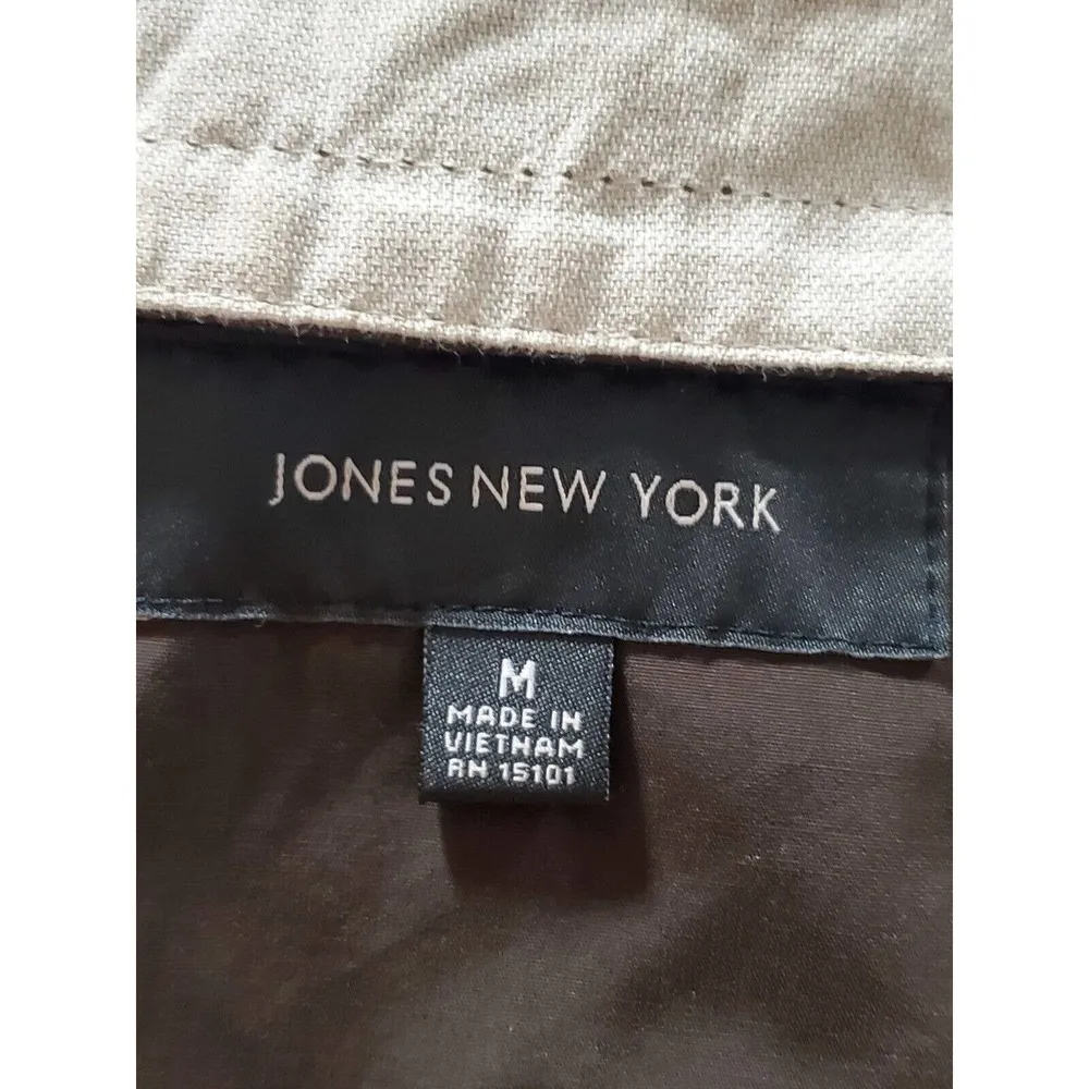 Jones New York Women Brown Cotton Long Sleeve Double Breasted Jacket Size Medium - Image 9