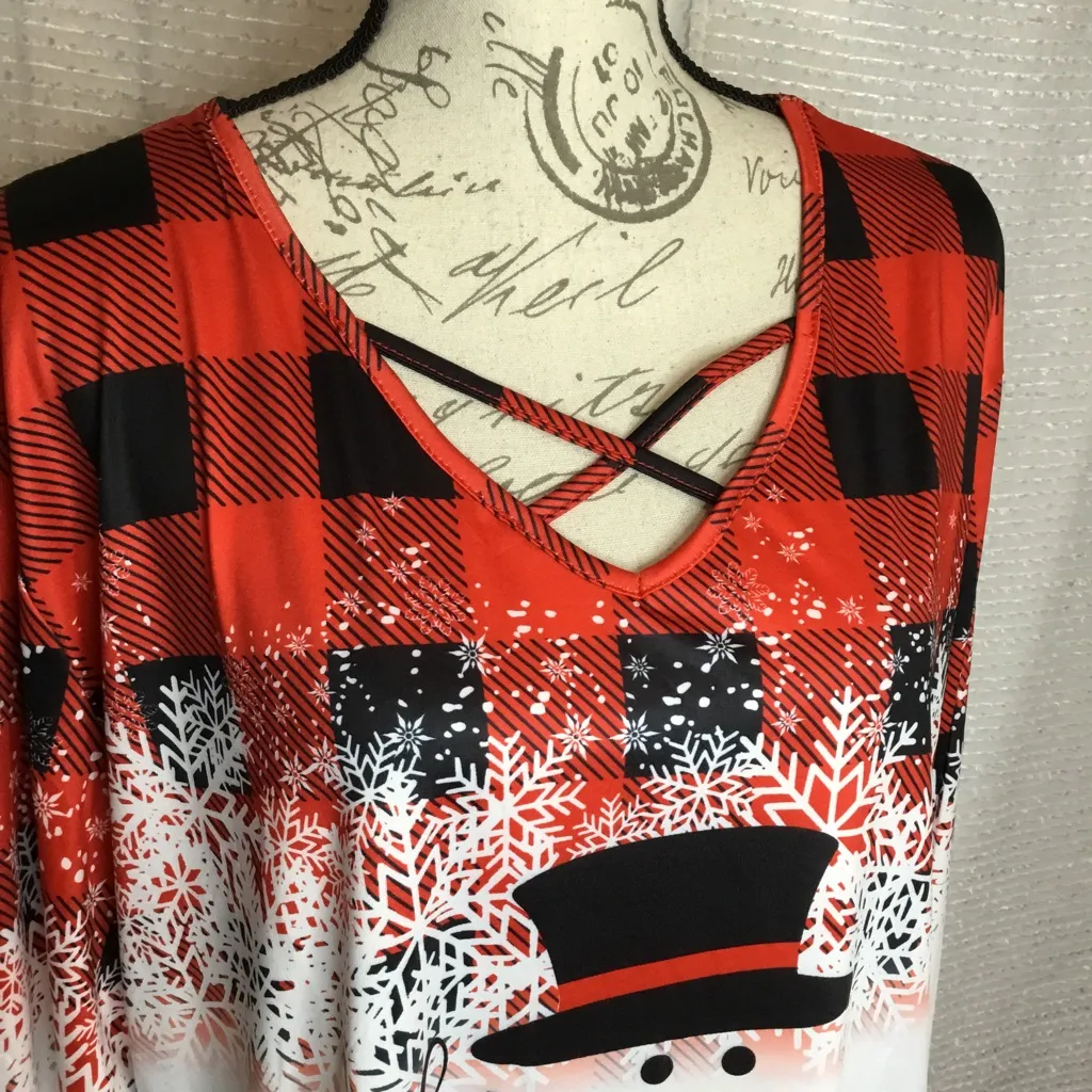 New without tag Snowman Blouse Baby It’s Cold Outside Red Size 1X - Image 7