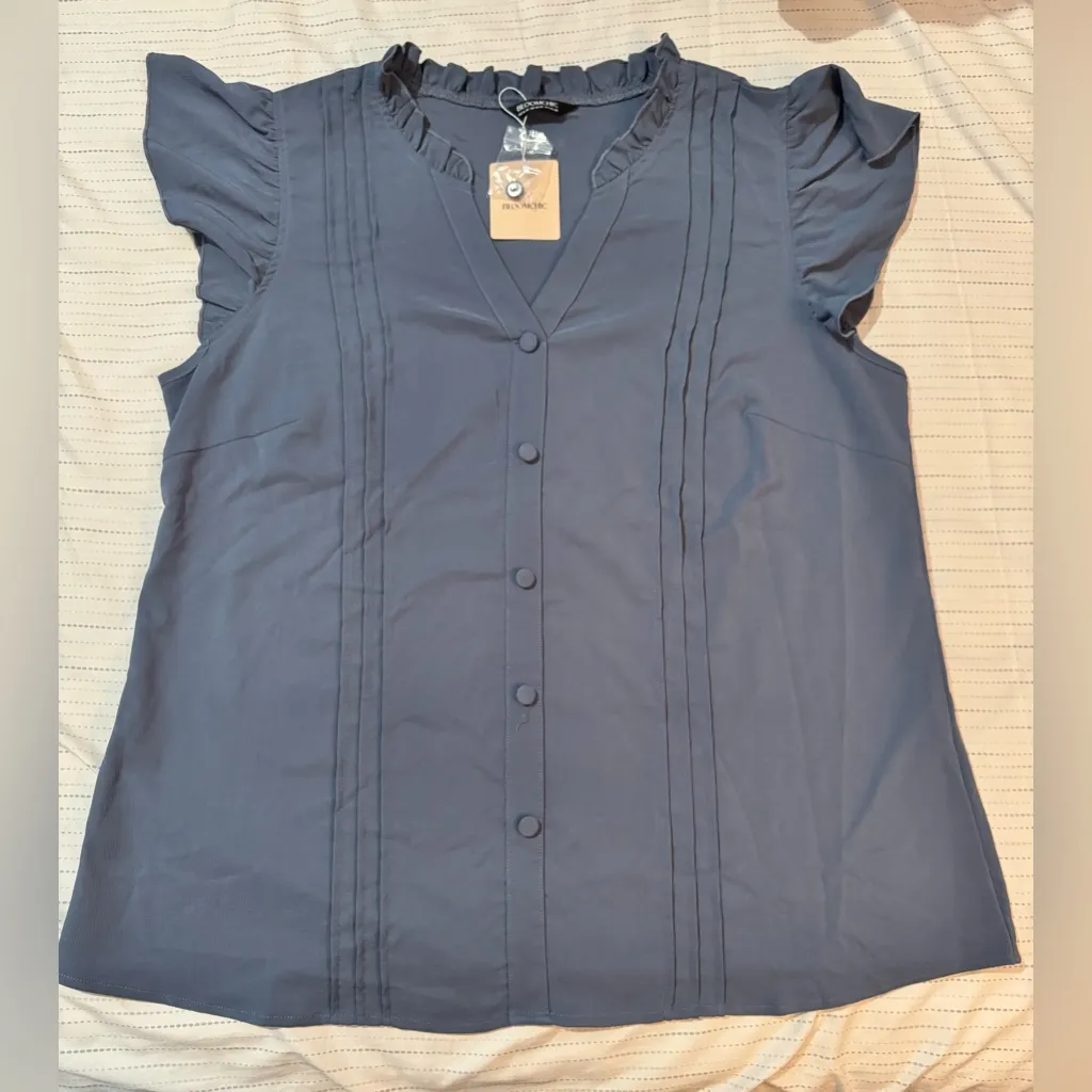 BLOOMCHIC Women’s Navy Blue Button-Front Blouse Size 14-16 NWT - Image 7