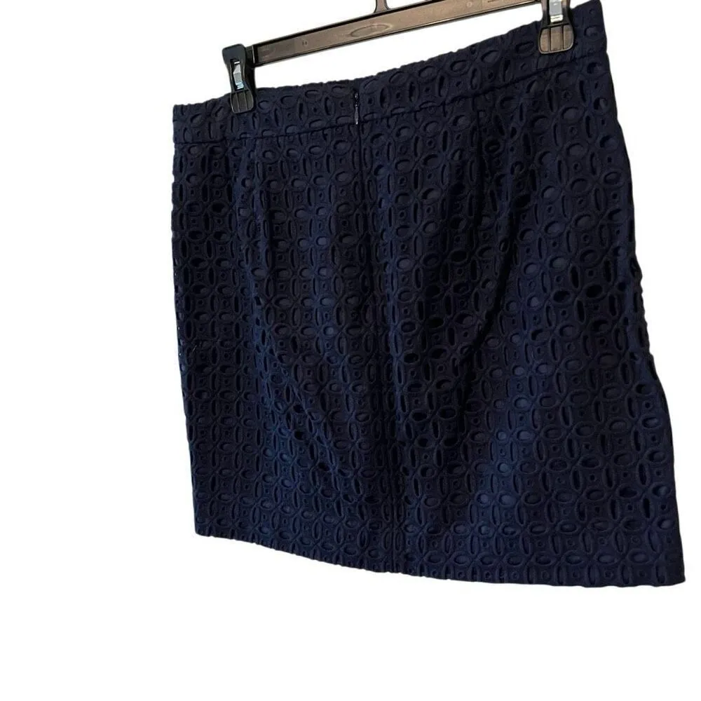 J Crew eyelet blue mini skirt women’s skirt size 4 preppy classy feminine workwe - Image 3
