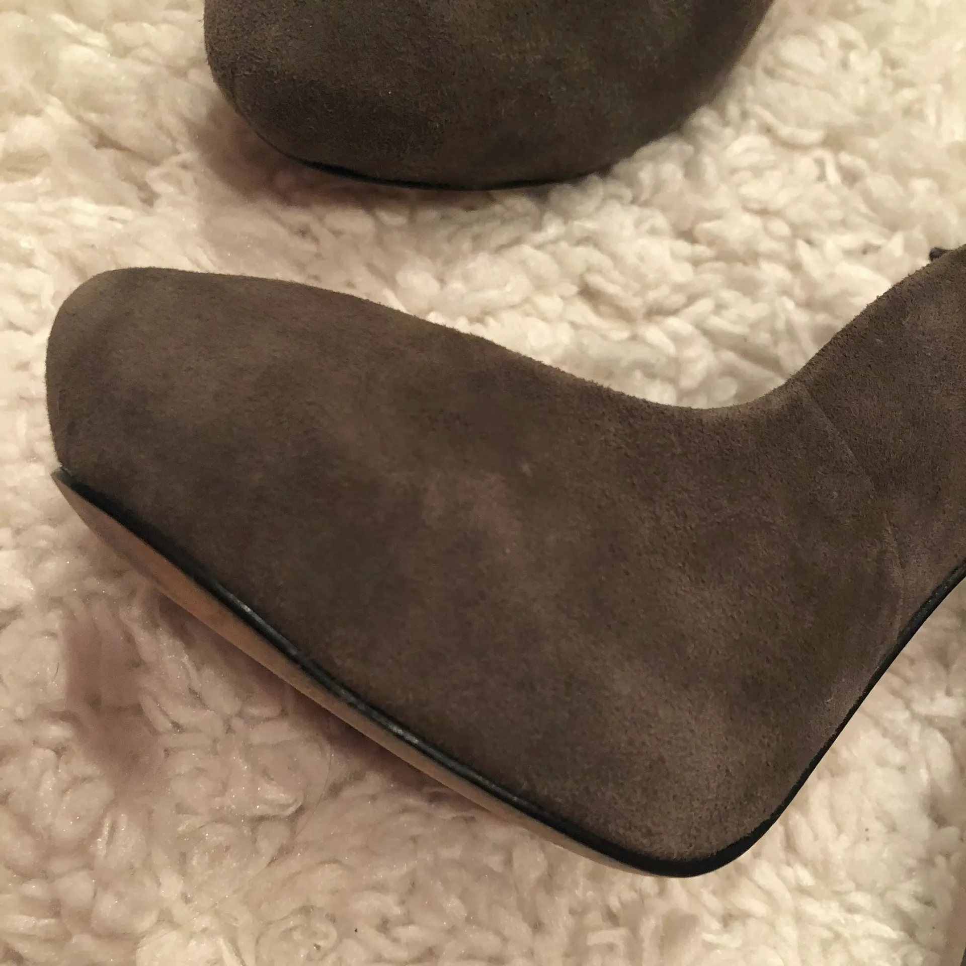 Leather Suede Slingback Heels Grey 7.5 - Image 5
