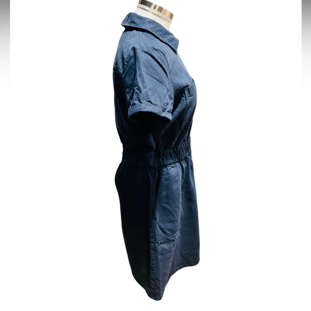 J.Crew Dress Women Blue Navy Half Front Zip Chino Utility Dress Size 4 - Image 6