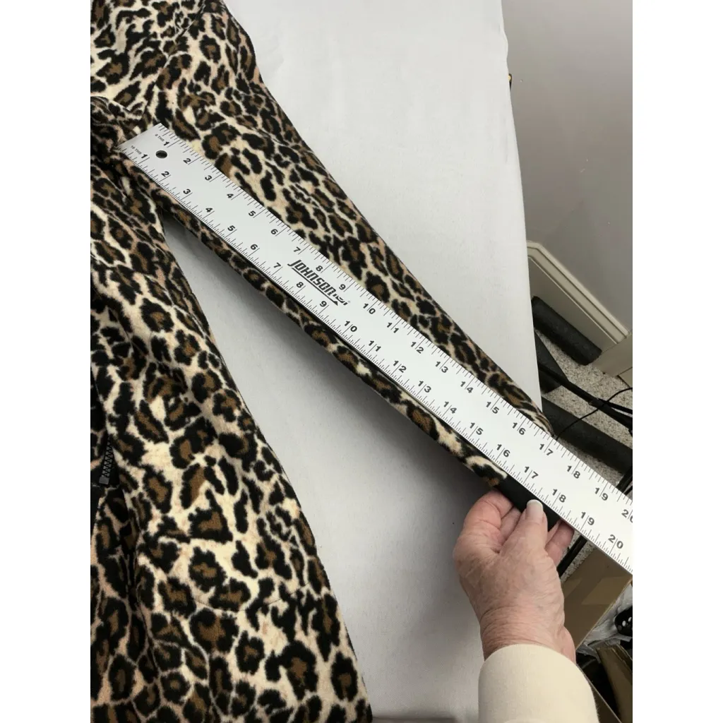 Womans Nick & Nora Sleepwear One Pc Pajamas Small Cheetah Print Full Zip Feet - Image 5