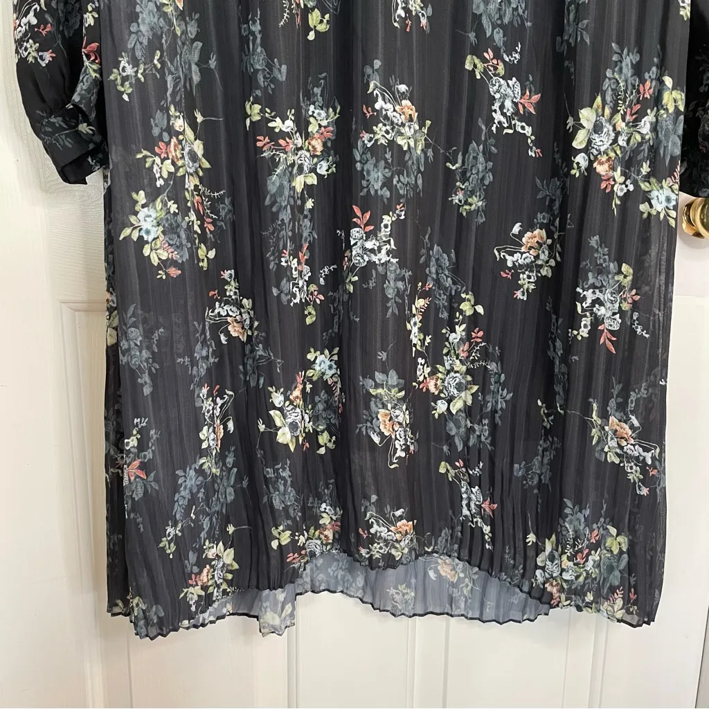 Hesna Elegant Floral Black Long Sleeve Dress With Liner Size 50 ~ Size 6 - Image 2