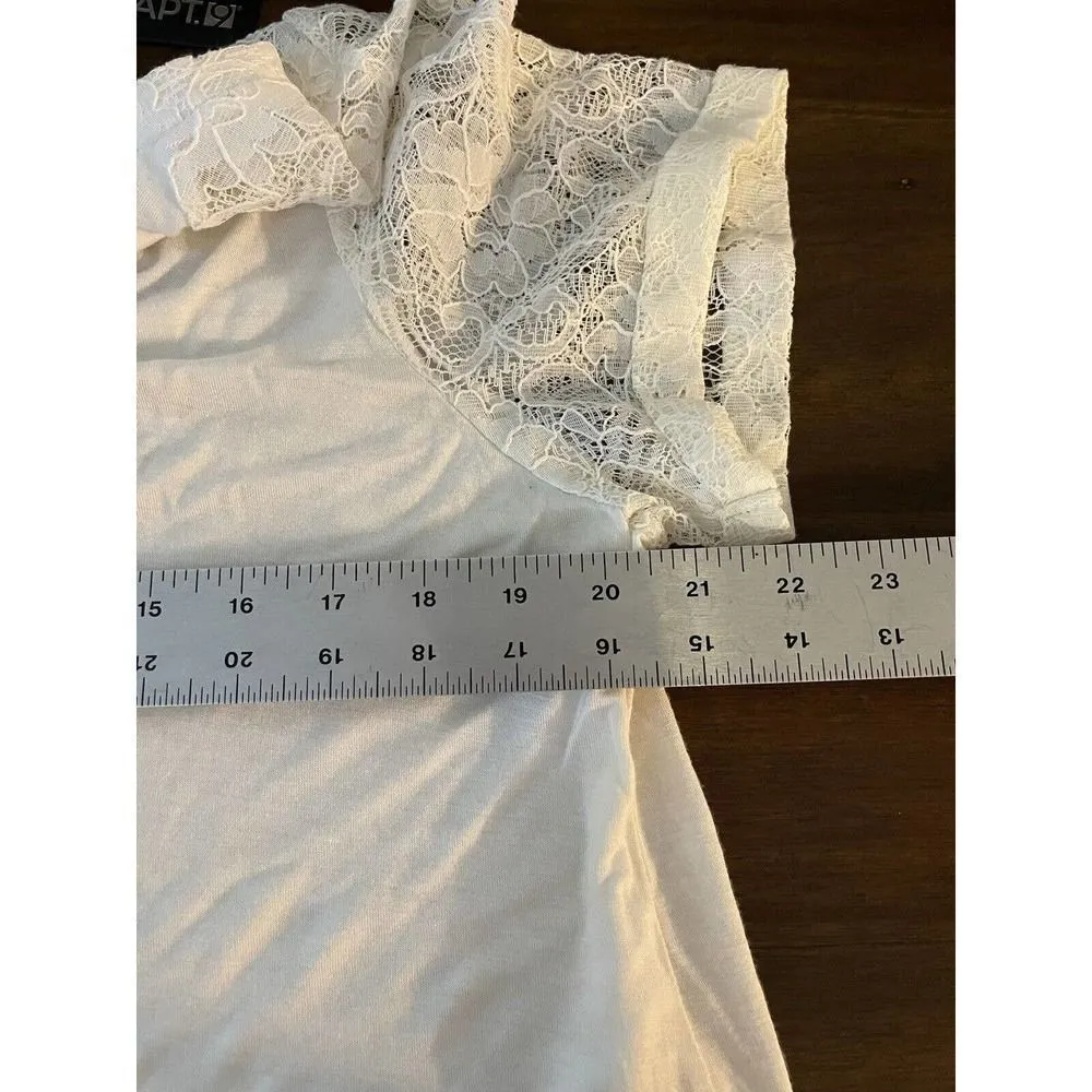 Apt 9 Women’s XL Off White Tshirt Lace Sleeves & Back Boho NEW - Image 6