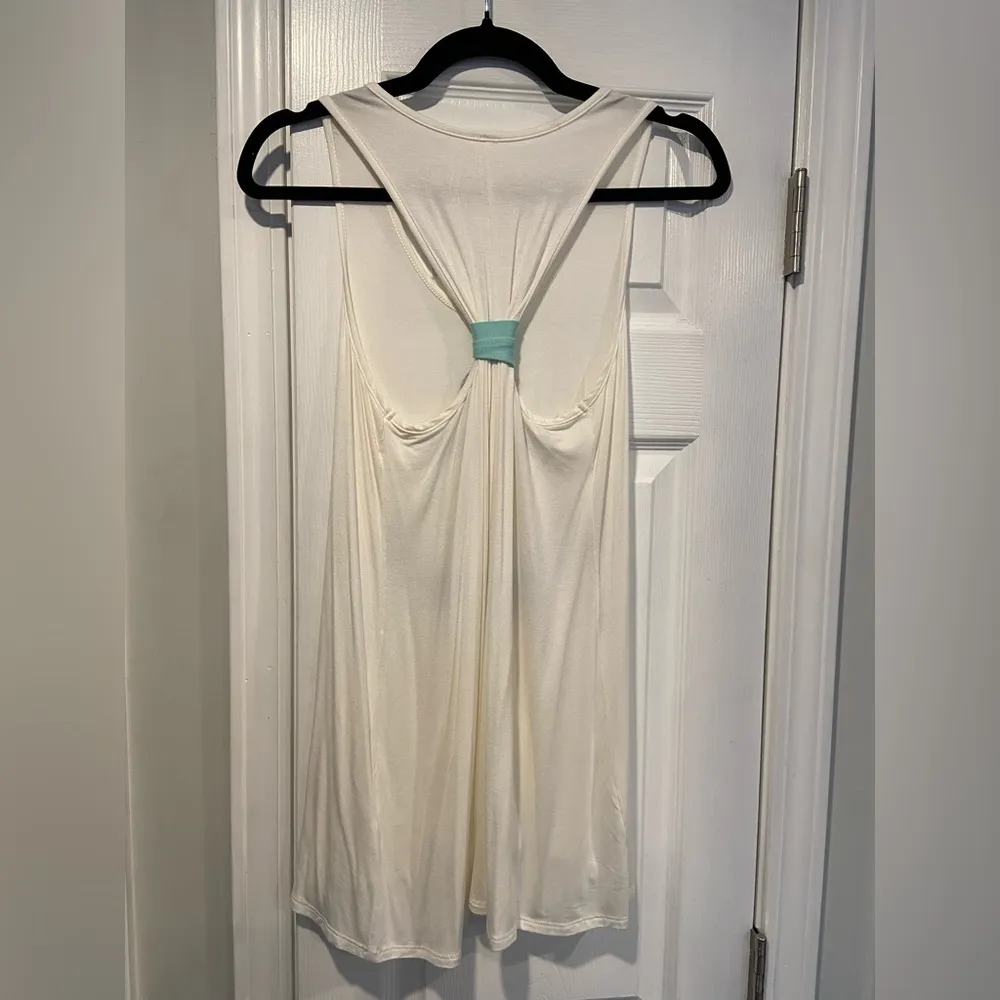 Rachel Kate Size S Cream Aqua Blue Racerback Flowy A Line Tank Top Anchor Print - Image 6