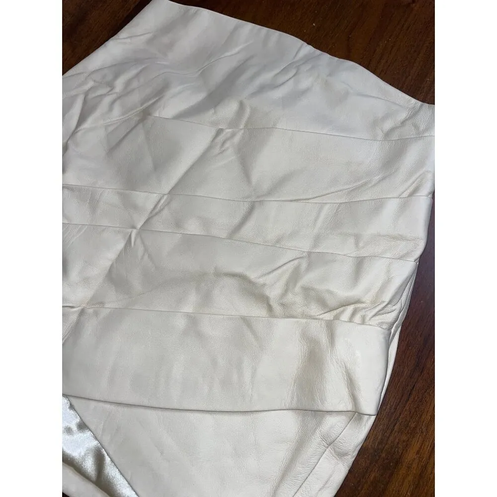 Lovers and Friends Khat Leather Mini Skirt in Ivory Small new womens - Image 5