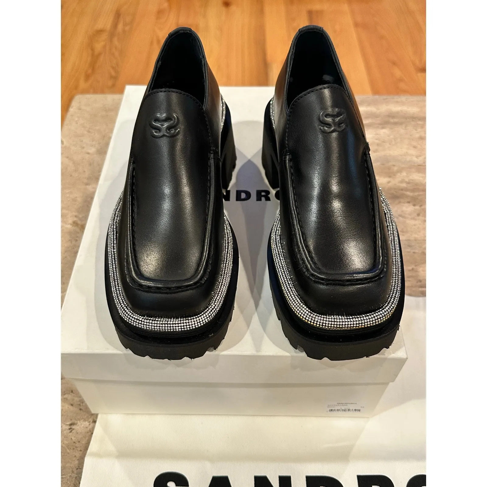 NEW Sandro Leather Loafers with Thick Notched Soles size 40 - Image 8