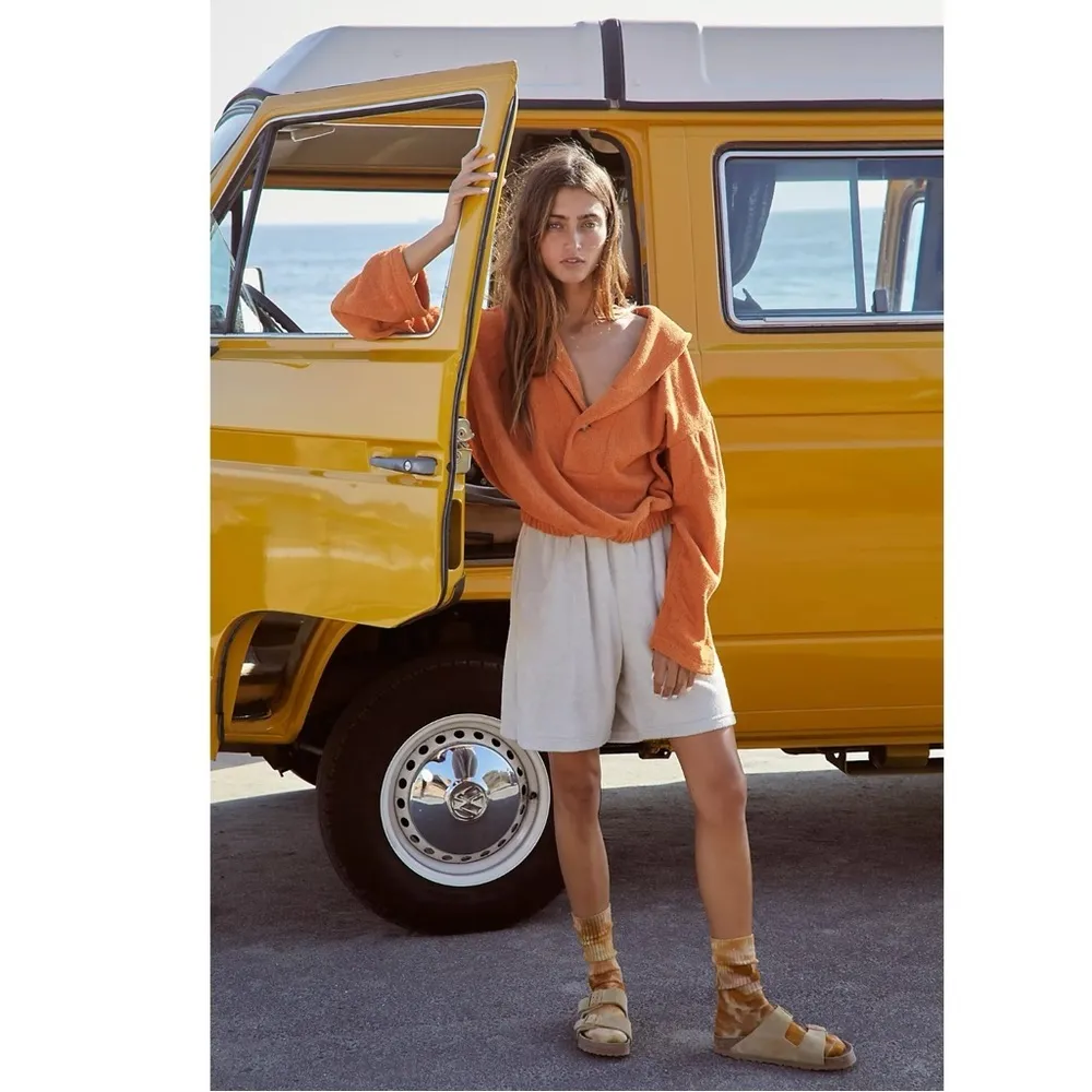 Free People Bino Pullover in Honey Eyed Orange Size Small 70s Terrycloth Beach - Image 4
