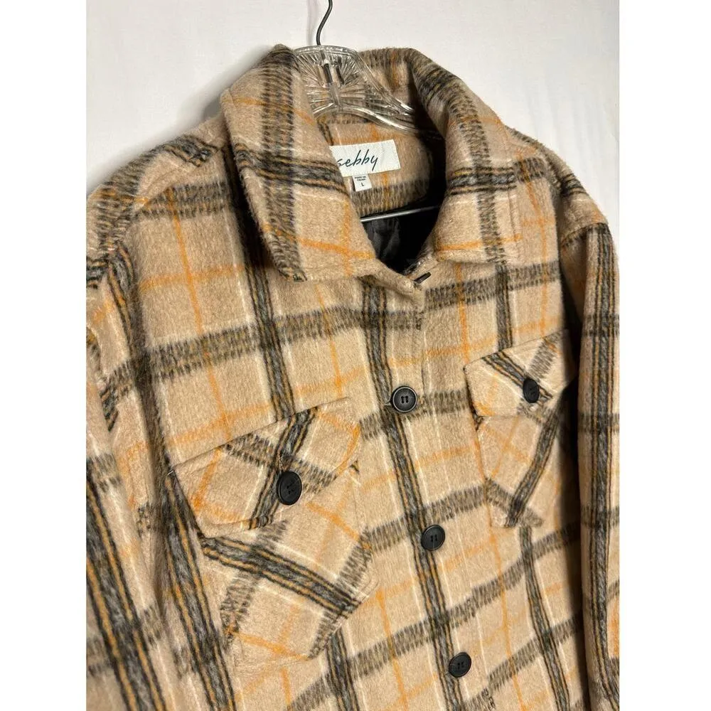 NWT Sebby Women's Oversized Plaid Fall Shirt Coat size large - Image 4