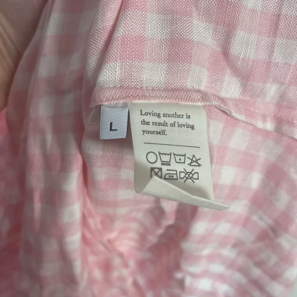 NWT Sleeper Atlanta Gingham pink dress size large midi off shoulder smocked top - Image 6