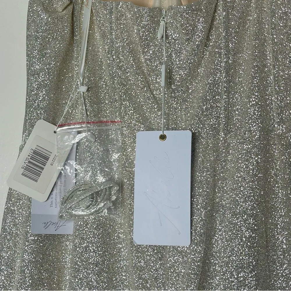 Abella by Allure Karina Size 16 Formal Wedding Reception Bridal Mermaid Gown Silver - Image 10