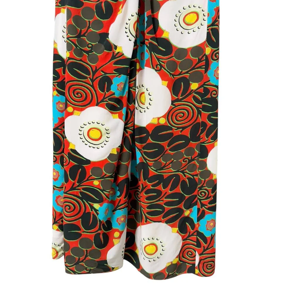 NWT Rhode Maci Floral Print Midi Dress Orange Black Cream‎ Blue, Size 0 - Image 10