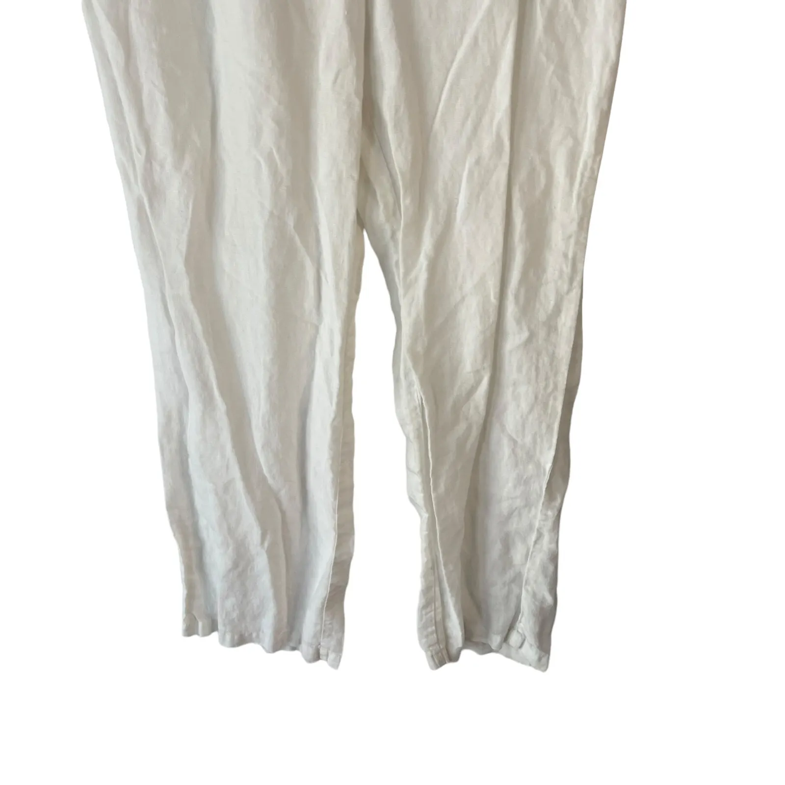Ellen Tracy Size Medium Linen‎ White Flowy Lightweight Straight Leg Pants - Image 3