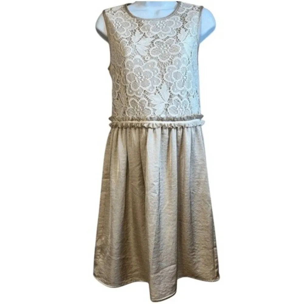 THE LIMITED Stunning Champagne With‎ Cream Crochet Trim Dress NWOT Size 6 - Image 2