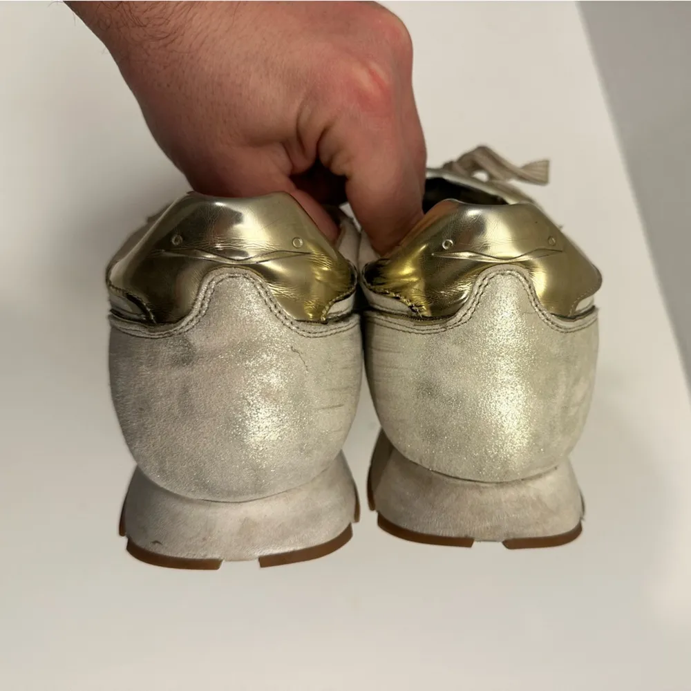 Voile Blanche JULIA LEATHER SUMMER FASHION SNEAKER in GOLD COLOR Size EU 40 - Image 4