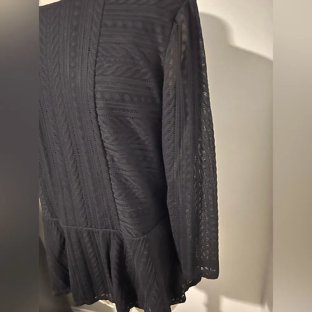 Anne Klein 3/4 Sleeve Lace Overlay Drop Waist Blouse Large - Image 2