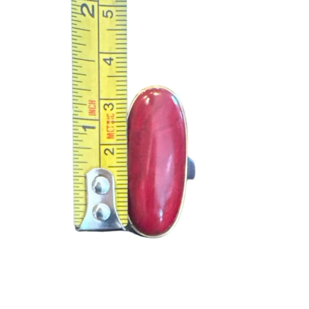 Plunder Thalia‎ Marbled Red Oval Gold Plated Ring Size 7 Pink - Image 3