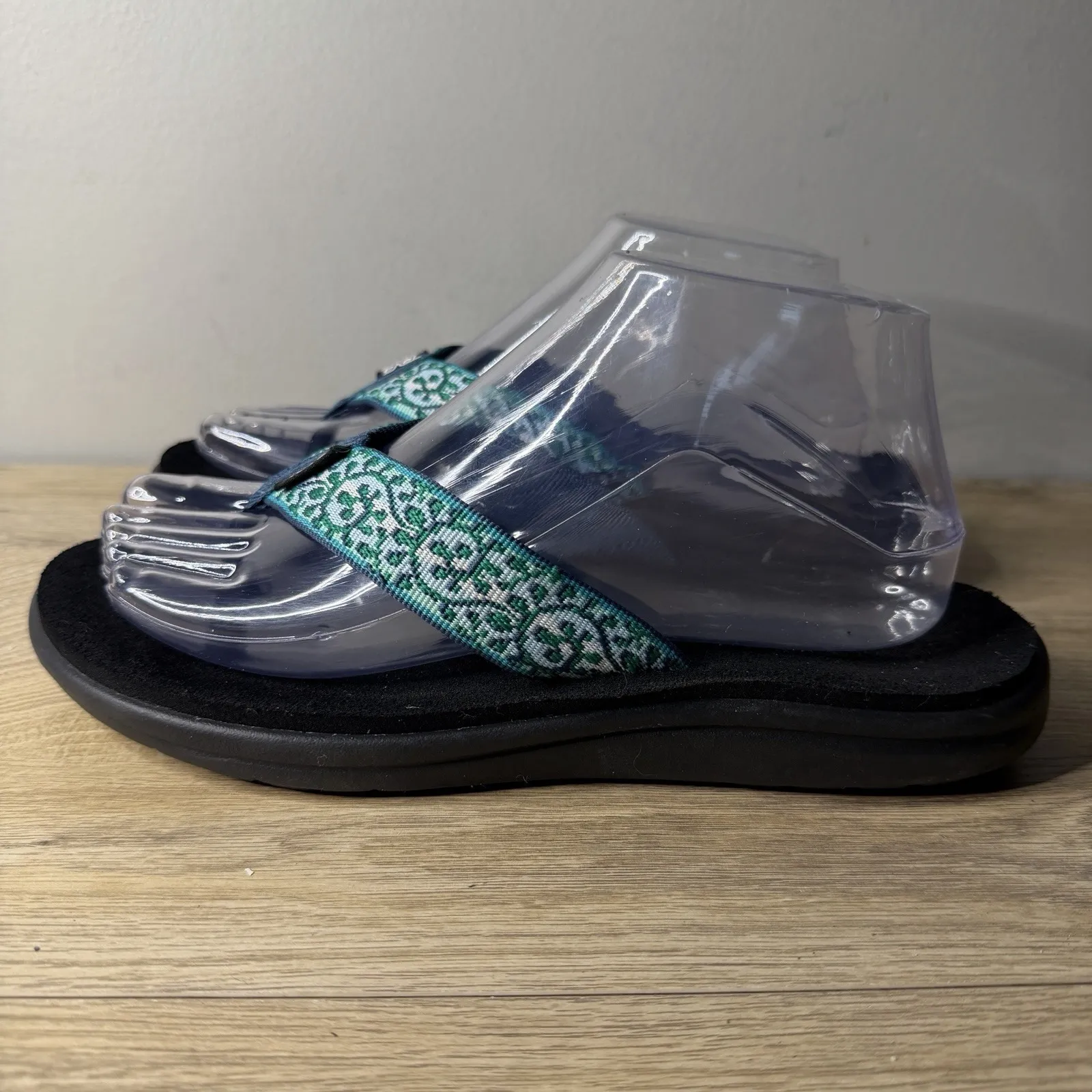 Teva Olowahu Strappy Flip Flops Black Gray Pink 6840 Thong Sandals Womens Size 8 - Image 2