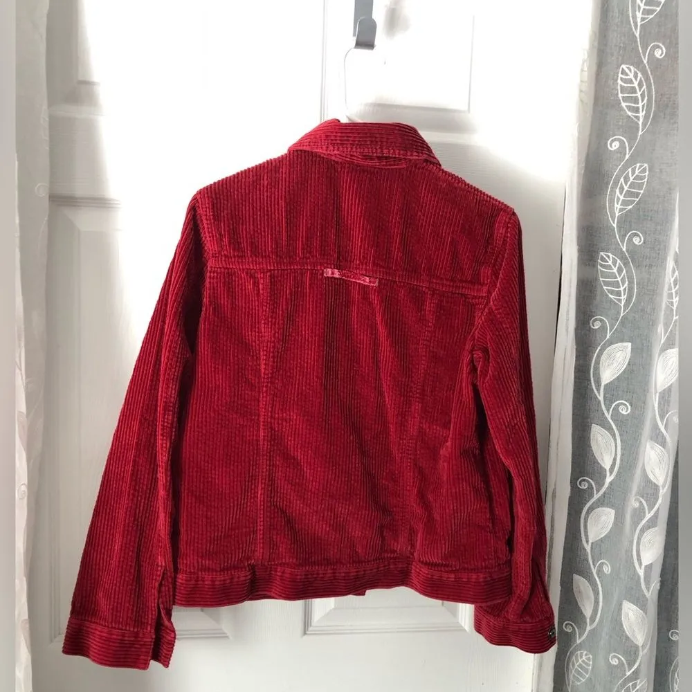 J. Jill Ribbed Cotton Corduroy Jacket Jeweled Buttons snap front women sz S - Image 11