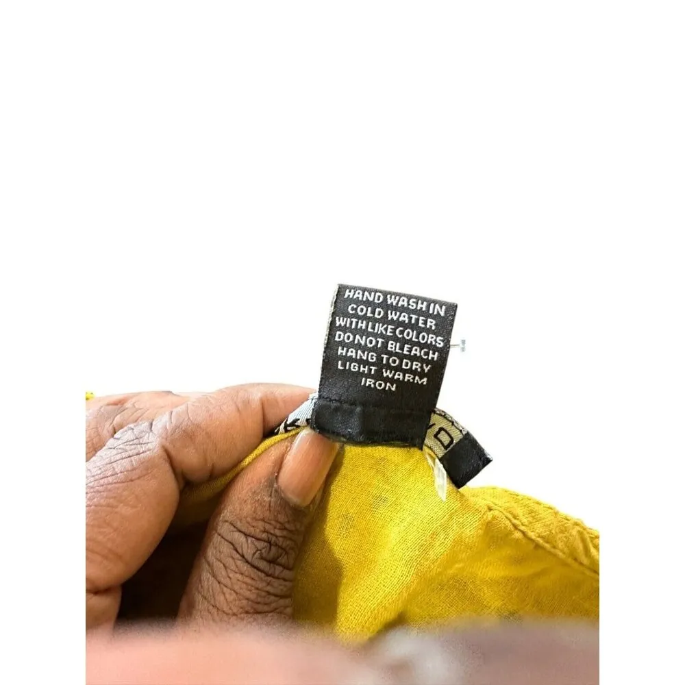 Babydoll Y2K Embroidered Maxi Yellow Dress Puff Sleeves Fairy Cottagecore Sz M Size M - Image 9