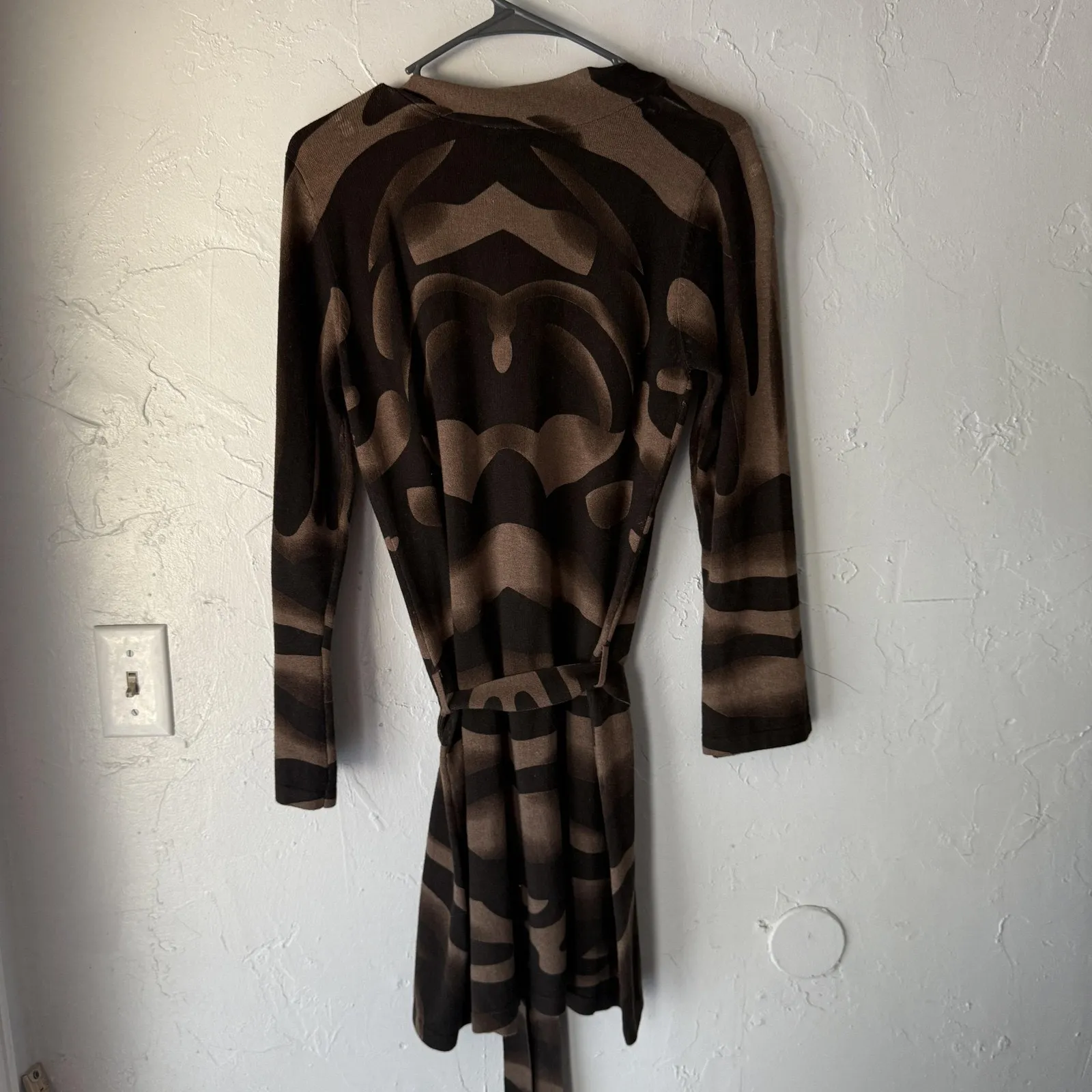 Ava Sweater Y2k‎ Small Brown Black Belted Cardigan Tie Waist Long Grunge Fall - Image 8