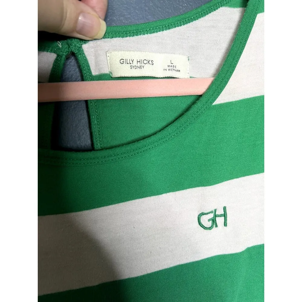 Gilly Hicks Tank Top Women's Size Large Striped Green White Layering Y2k Preppy - Image 3