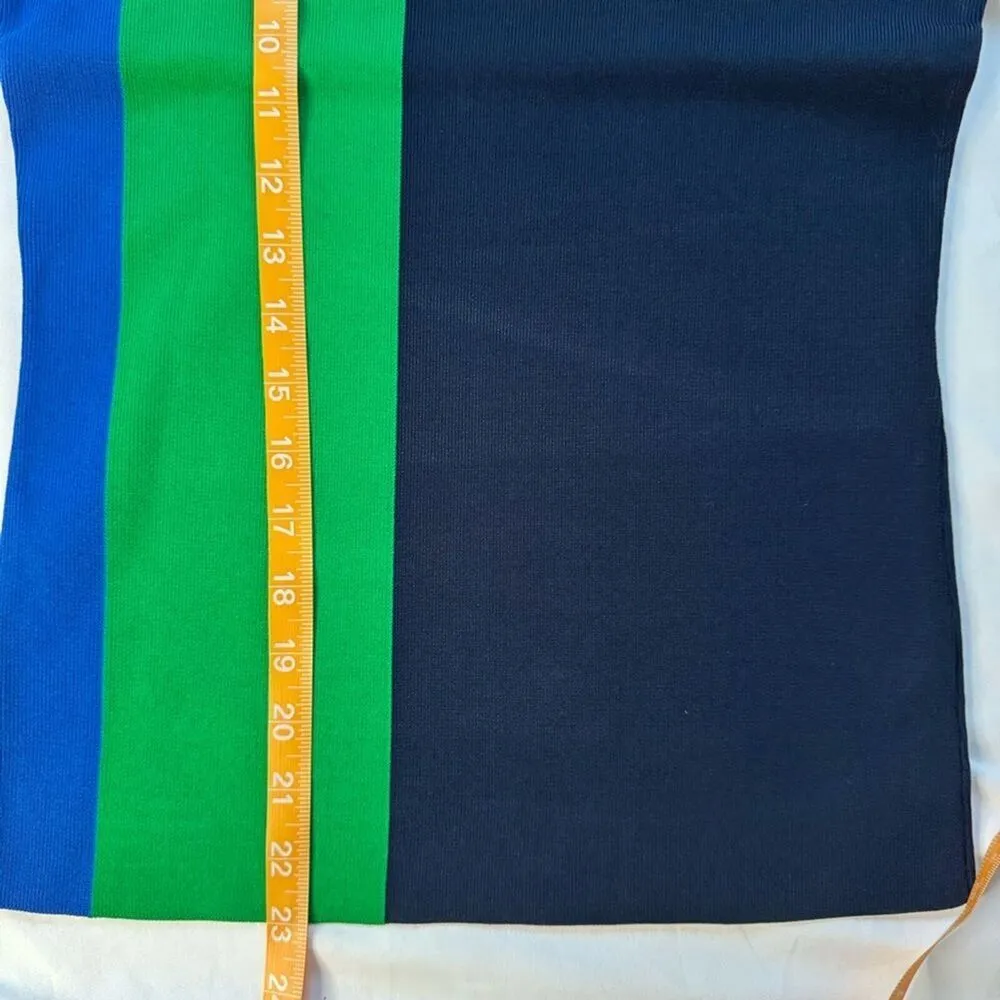 NWT Tory Burch Sport sz XS Navy Green Block Stripe Tech Knit Turtleneck Stretch - Image 6