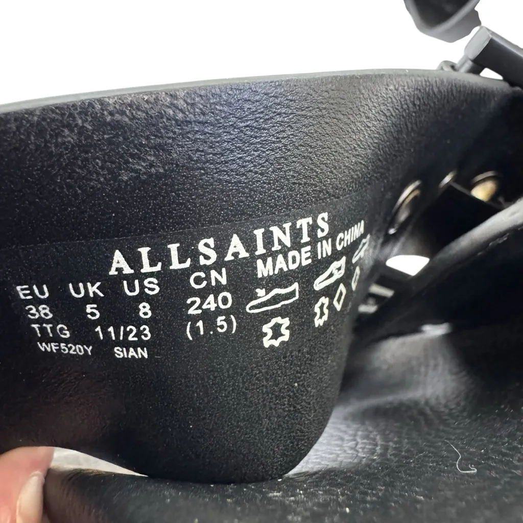 NEW Allsaints Leather Sian Buckle Chunky Sandal in Black Size 8 - Image 12