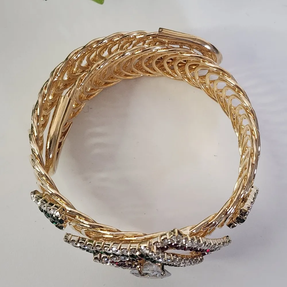 Gold with Crystal Stones Adjustable Braclet / Arm Cuff New - Image 5