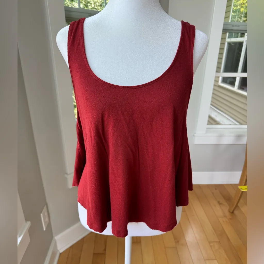 American Eagle Outfitters Rusty Red Low Scoop Back Loose Fit Crop Tank Sz Small - Image 12