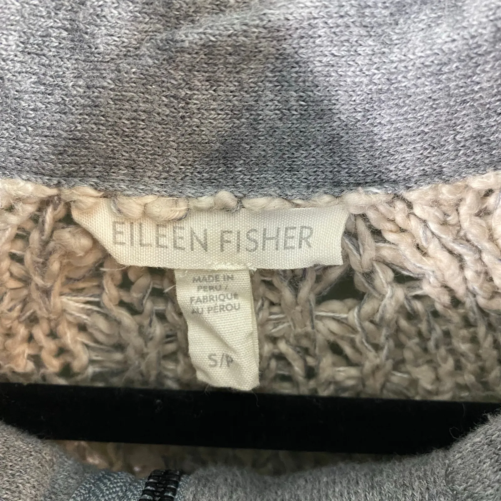 Eileen Fisher Oatmeal Twist Knit Full Zip Organic Cotton Tunic Sweater Size S - Image 8