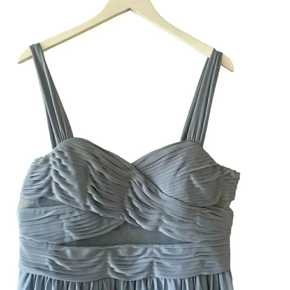 Birds Grey ELSYE DUSTY BLUE Mesh Maxi Women’s Bridesmaid Gown SZ 2XL #1655 - Image 4