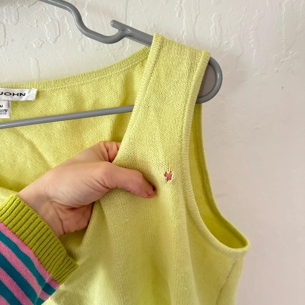 St. John Collection Knit Citrus Yellow Green Sleeveless Tank Top Size Medium - Image 3