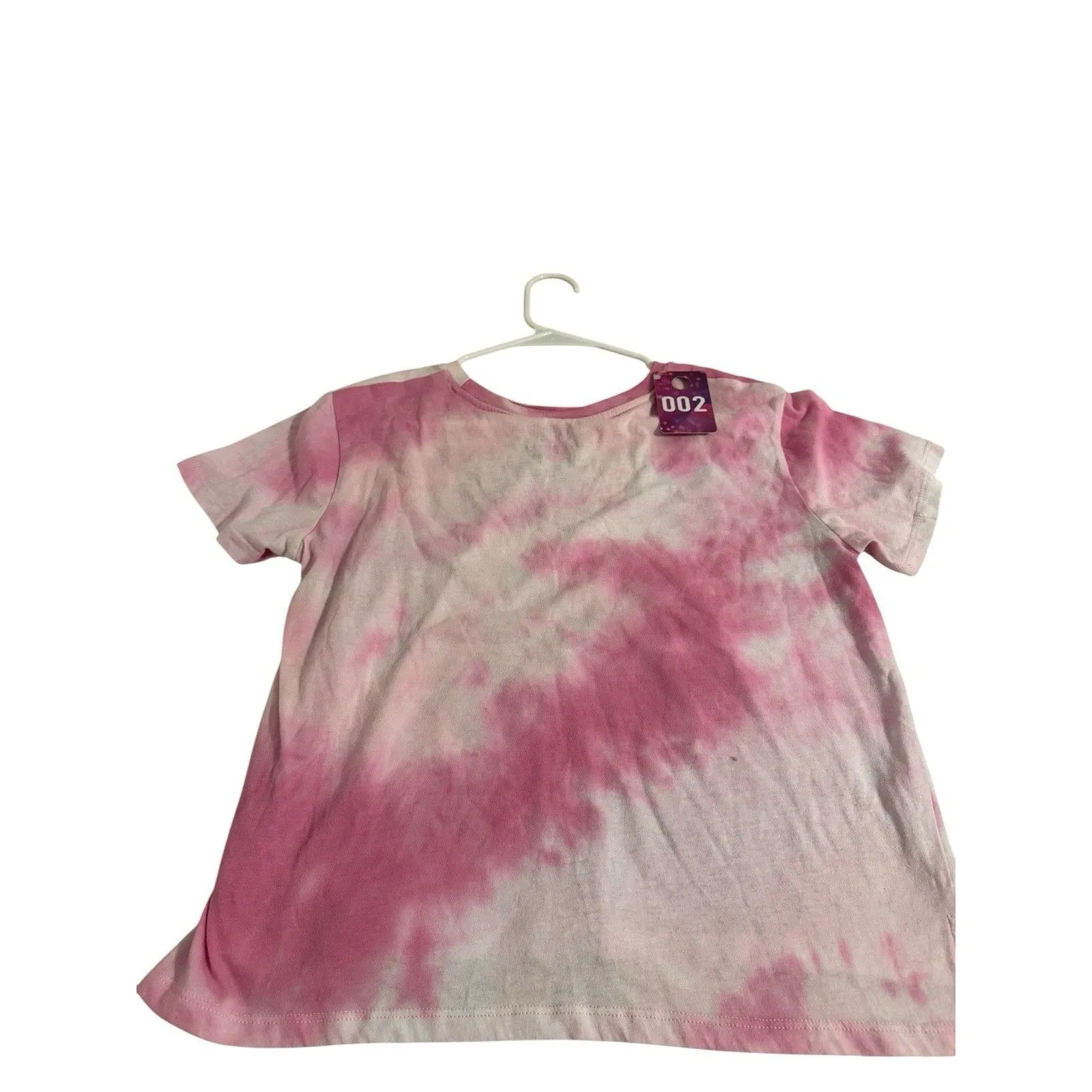 AC/DC Rock Band Pink  Tie Dye Short Sleeve Crop  T-Shirt Juniors Medium (7-9) - Image 2