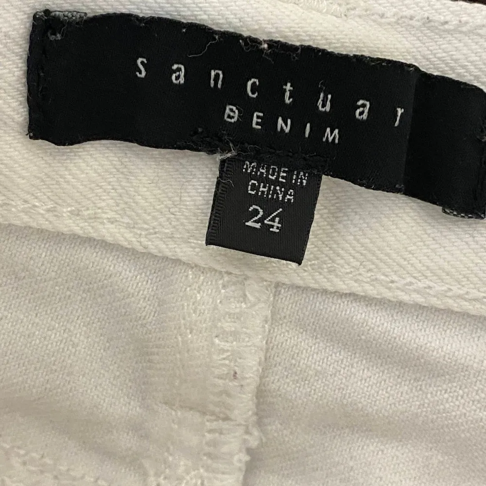 Sanctuary White Denim Frayed Zipper Detail Mini Jean Skirt Women's Size 24 - Image 8