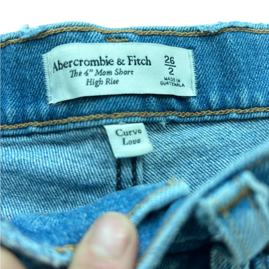 ABERCROMBIE & FITCH The 4” Mom Short High Rise Medium Destroy Distressed Sz 26/2 - Image 4