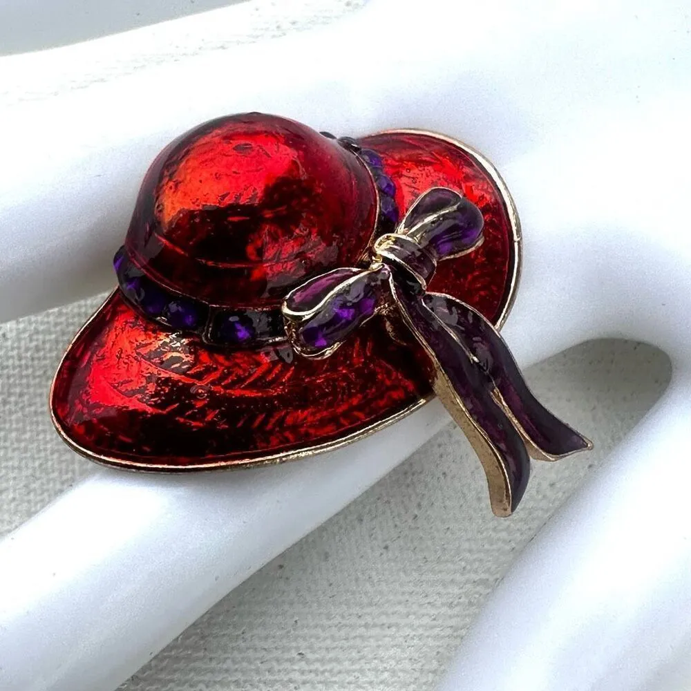 Red and purple hat brooch - Image 5