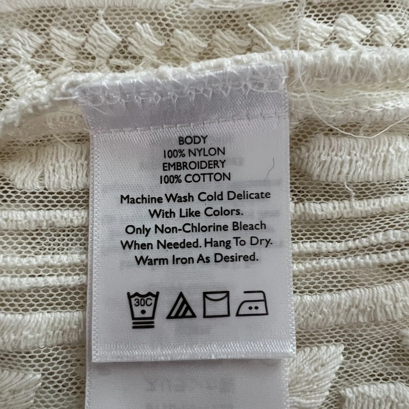 Eddie Bauer Shirt Women Small Cream Sheer Lace Top Embroidered‎ Mesh Feminine - Image 8