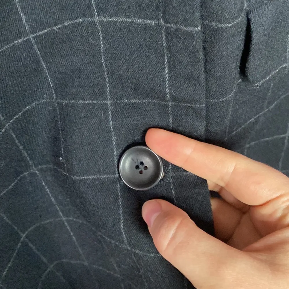 Oska Virgin Wool windowpane plaid deep navy lagenlook jacket size 8 - Image 97