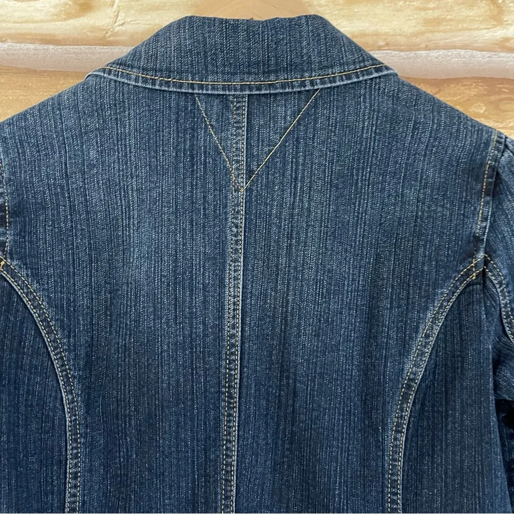Vintage Tommy Jeans fitted peplum waist jean jacket size large - Image 11