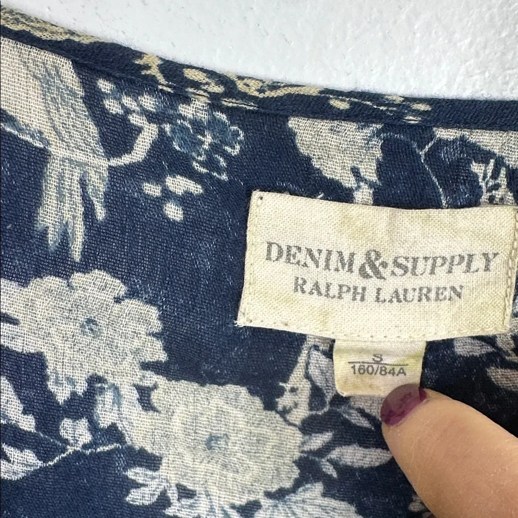 Ralph Lauren Denim & Supply bohemian floral flutter sleeve blouse size small - Image 2