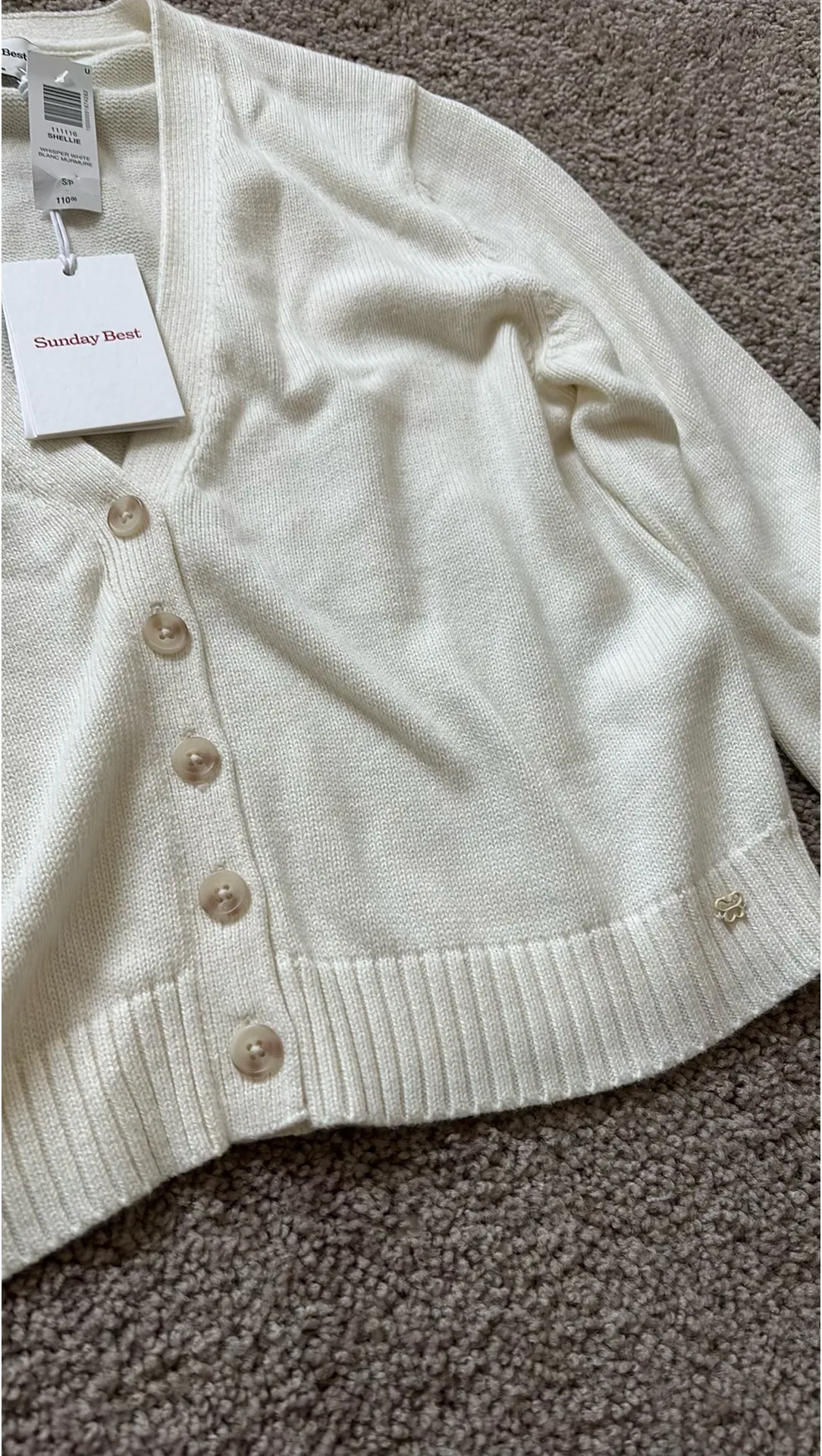 Aritzia Cardigan Sunday Best Cropped White S - Image 3