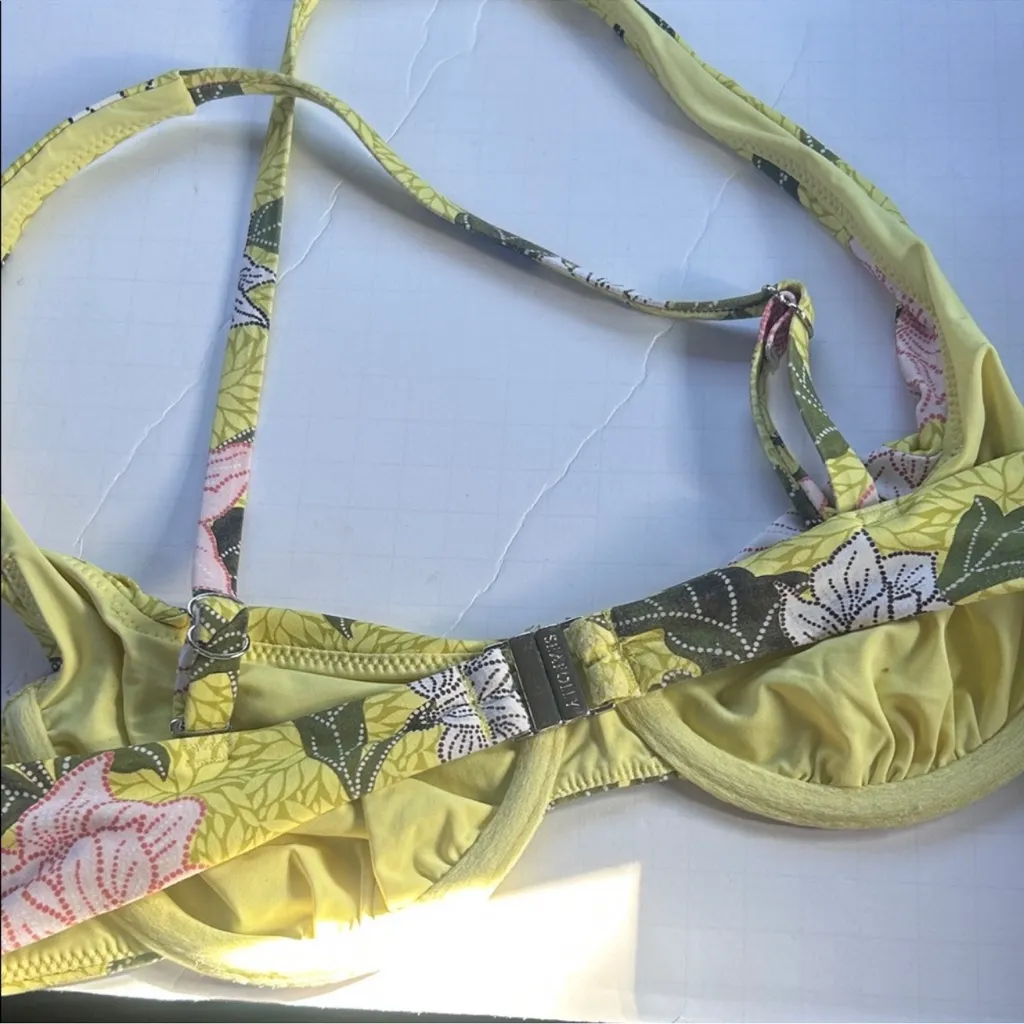 Seafolly Yellow Floral Bikini Top - Image 5