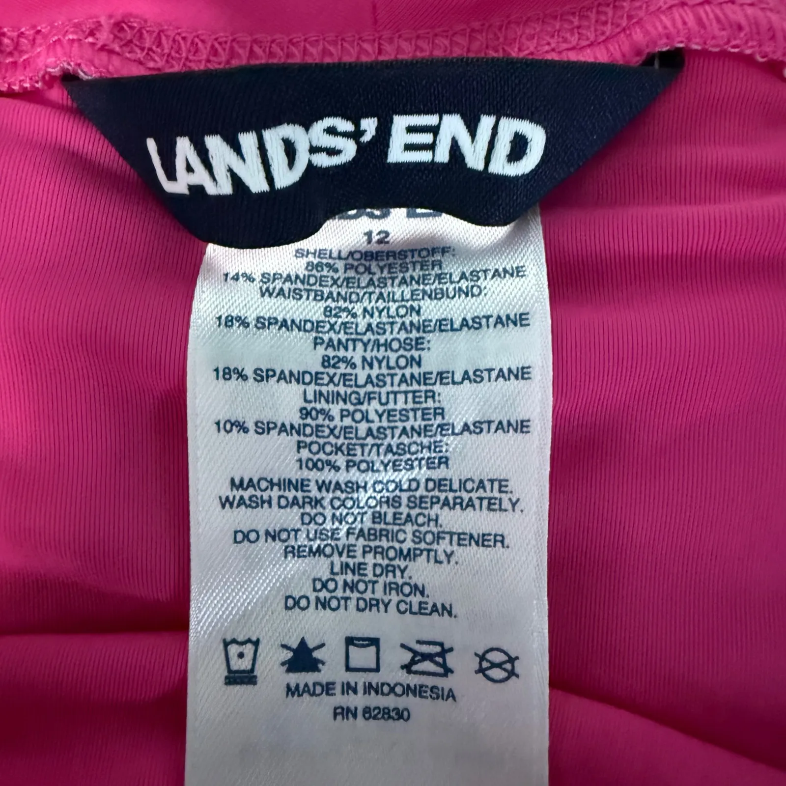 Lands End Tie Dye Athletic Shorts Pink Multi Color Athletic Workout Size 12 - Image 8