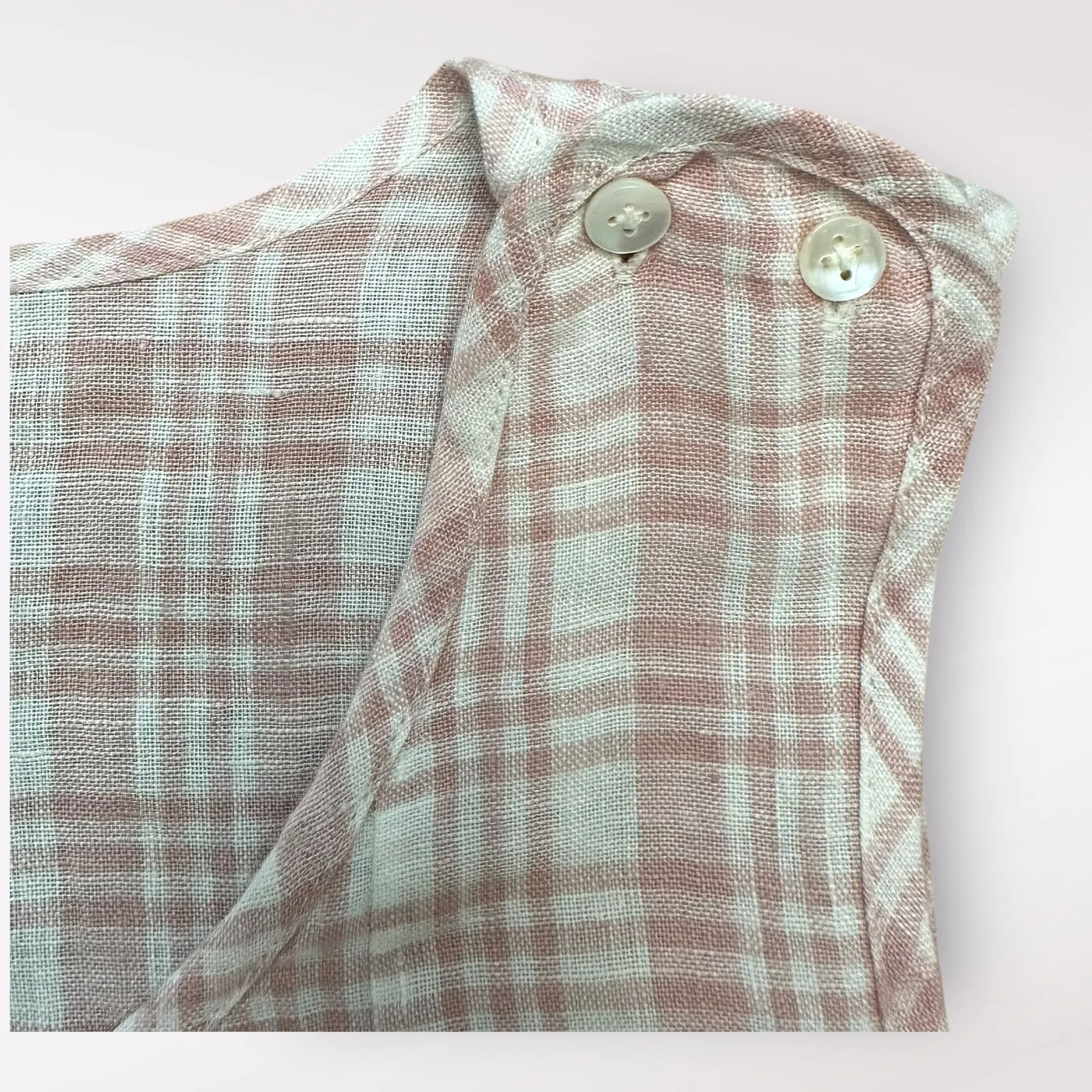 April Cornell Linen‎ Tank L Pink White Plaid Sleeveless Boho Cottagecore Size L - Image 7